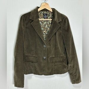 New Frontier Women's Brown Corduroy fully Lined Button Blazer Jacket medium